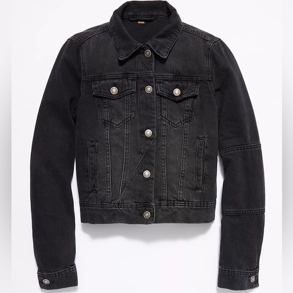 Free People Rumors Denim Jacket -black -large - Picture 3 of 7